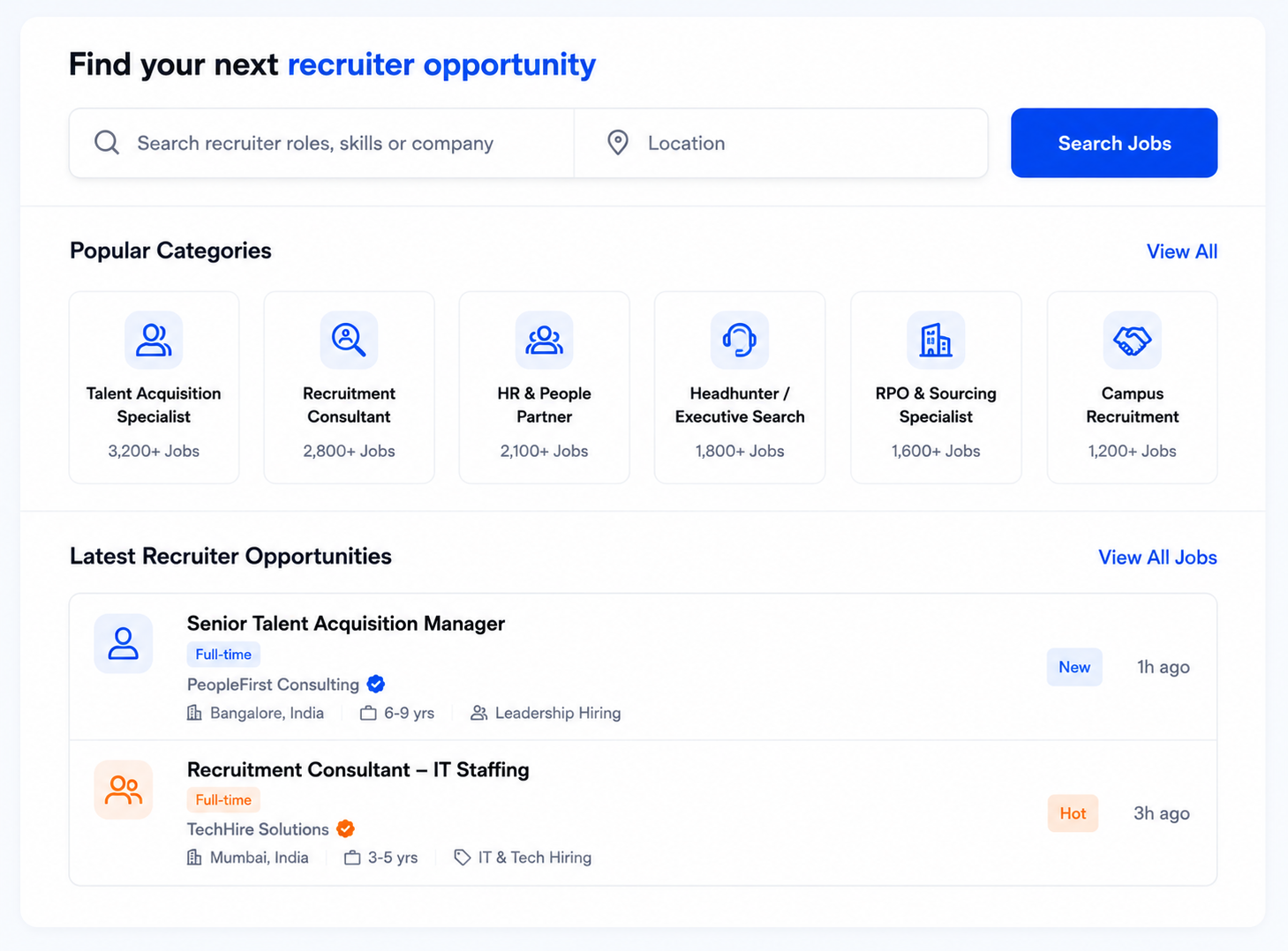 RecruiterBridge Job Search Interface Graphic